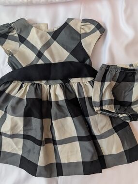 Polo Ralph Lauren Black & Cream Plaid Girls' Party Dress with Bloomers